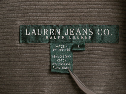 90s ラルフローレン ジーンズ 太畝 コーデュロイ ジャケット レディース L オールド ポロ ジージャン タイプ ジャンパー ブルゾン 革パッチ