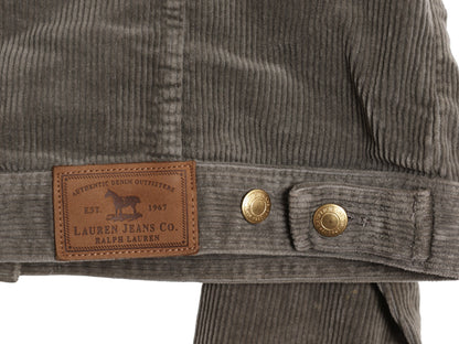 90s ラルフローレン ジーンズ 太畝 コーデュロイ ジャケット レディース L オールド ポロ ジージャン タイプ ジャンパー ブルゾン 革パッチ