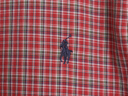 90s ラルフローレン チェック 長袖 ボタンダウン シャツ メンズ М / オールド ポロ 長袖シャツ コットン ワンポイント マルチカラー 薄手