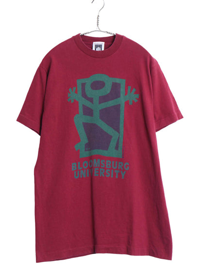 90s USA製 カレッジ アート イラスト プリント Tシャツ メンズ M / オールド グラフィック ヘビーウェイト シングルステッチ バーガンディ