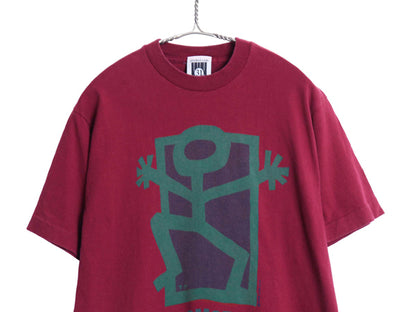 90s USA製 カレッジ アート イラスト プリント Tシャツ メンズ M / オールド グラフィック ヘビーウェイト シングルステッチ バーガンディ