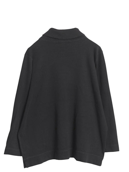 90s ローレン ラルフローレン ショールカラー リブ編み カットソー レディース XL オールド ストレッチ コットン セーター 大きいサイズ 黒