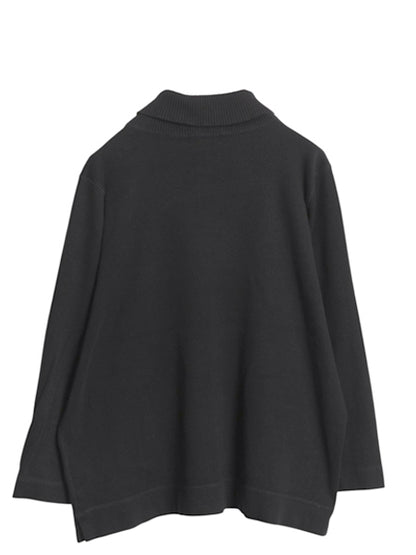 90s ローレン ラルフローレン ショールカラー リブ編み カットソー レディース XL オールド ストレッチ コットン セーター 大きいサイズ 黒