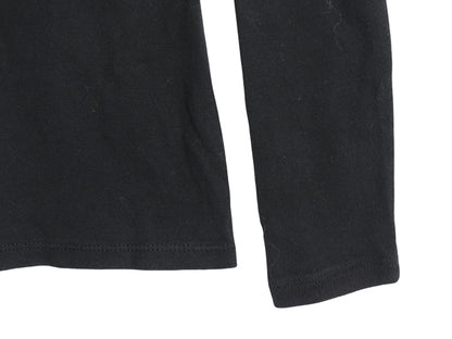 00s ローレン ラルフローレン Uネック 長袖 カットソー レディース S / オールド コットン Tシャツ ストレッチ ヘンリーネック 襟レース 黒