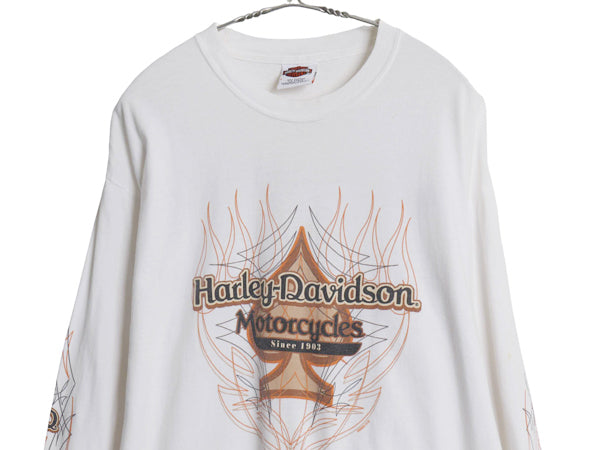 00s ハーレー ダビッドソン 4面 プリント 長袖 Tシャツ メンズ L / オールド オフィシャル バイク イーグル  イラスト トライバル ロンT 白