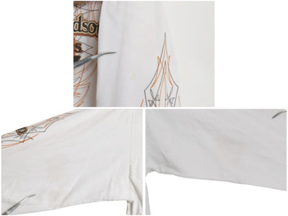 00s ハーレー ダビッドソン 4面 プリント 長袖 Tシャツ メンズ L / オールド オフィシャル バイク イーグル  イラスト トライバル ロンT 白