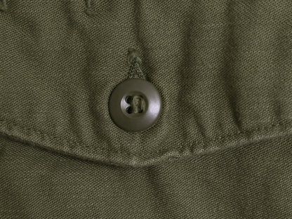 70s 米軍実物 US ARMY コットン サテン ユーティリティ シャツ M / ヴィンテージ 70年製 OG107 シャツ袖 軍物 2nd 3rd ミリタリー カーキ