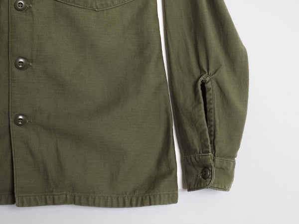 70s 米軍実物 US ARMY コットン サテン ユーティリティ シャツ M / ヴィンテージ 70年製 OG107 シャツ袖 軍物 2nd 3rd ミリタリー カーキ