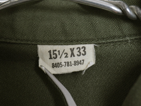 70s 米軍実物 US ARMY コットン サテン ユーティリティ シャツ M / ヴィンテージ 70年製 OG107 シャツ袖 軍物 2nd 3rd ミリタリー カーキ