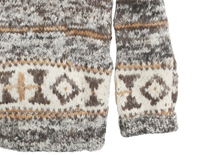 80s エクアドル製 総柄 ウール ニット パーカー メンズ L / 古着 ヴィンテージ プルオーバー ジャケット セーター ネイティブ ハンドメイド