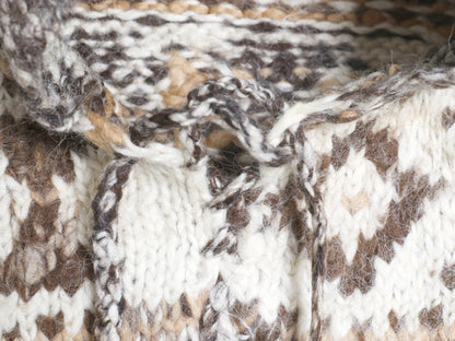 80s エクアドル製 総柄 ウール ニット パーカー メンズ L / 古着 ヴィンテージ プルオーバー ジャケット セーター ネイティブ ハンドメイド