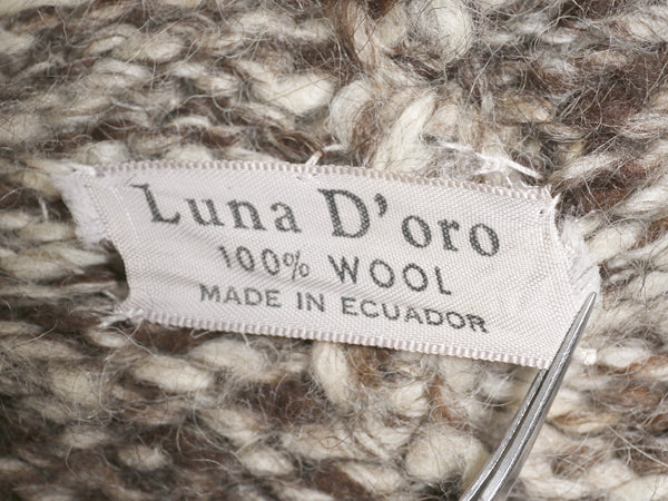 80s エクアドル製 総柄 ウール ニット パーカー メンズ L / 古着 ヴィンテージ プルオーバー ジャケット セーター ネイティブ ハンドメイド