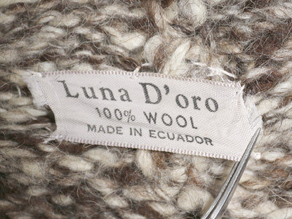 80s エクアドル製 総柄 ウール ニット パーカー メンズ L / 古着 ヴィンテージ プルオーバー ジャケット セーター ネイティブ ハンドメイド