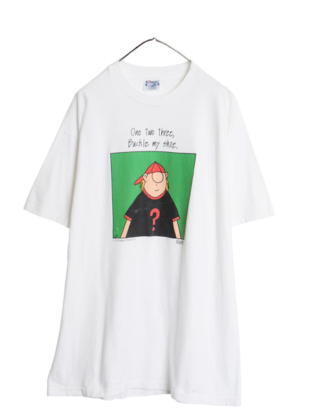 90s USA製 ジョーク アート イラスト プリント 半袖 Tシャツ メンズ XL オールド シングルステッチ キャラクター メッセージ 大きいサイズ