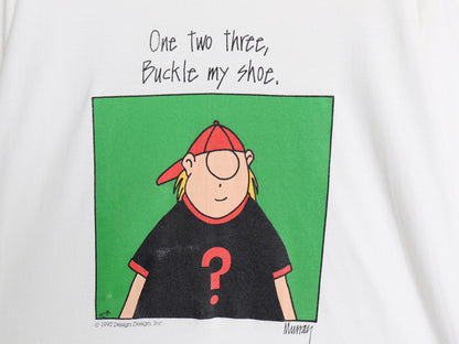 90s USA製 ジョーク アート イラスト プリント 半袖 Tシャツ メンズ XL オールド シングルステッチ キャラクター メッセージ 大きいサイズ