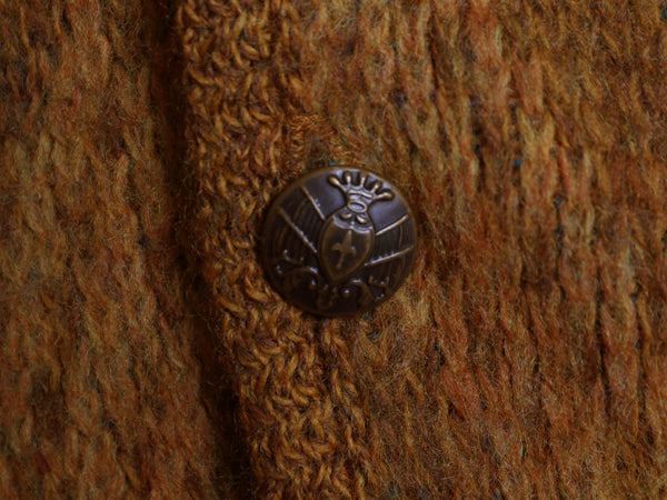 60s 70s ★ McBriar 総柄 ウール シャギー ニット カーディガン メンズ M 古着 ヴィンテージ セーター 毛長 前開き グランジ ポケット付き