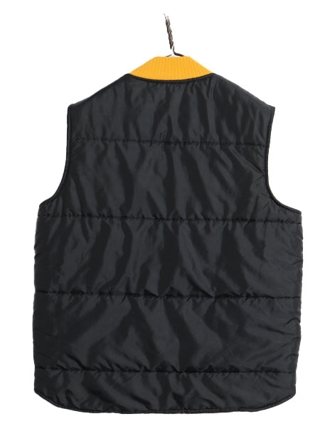 90s スティーラーズ 中綿 ナイロン キルティング ベスト キッズ XL メンズ S 程 古着 オールド NFL アメフト オフィシャル 重ね着 ブラック