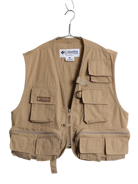 00s コロンビア フィッシング ベスト メンズ S M / オールド アウトドア ハンティング フルジップ 重ね着 前開き ショート丈 ワンポイント