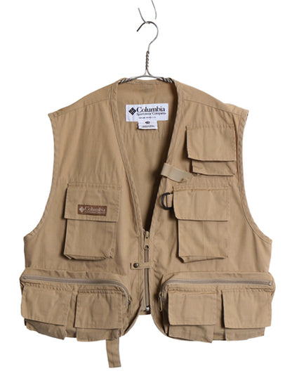 00s コロンビア フィッシング ベスト メンズ S M / オールド アウトドア ハンティング フルジップ 重ね着 前開き ショート丈 ワンポイント