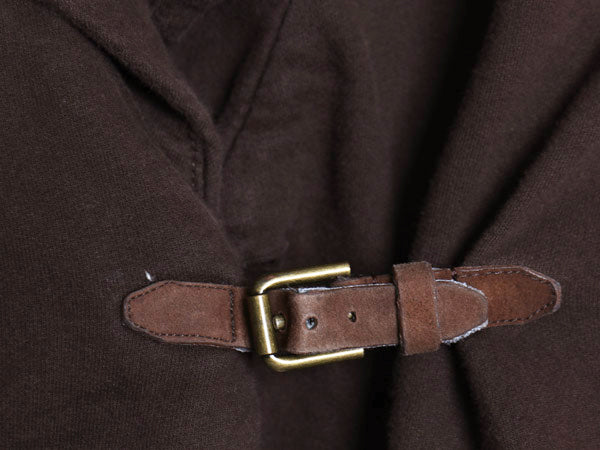 00s ラルフローレン カシュクール スウェット カーディガン レディース XL オールド 本革 レザー ベルト 羽織り 裏起毛なし ショート丈 茶