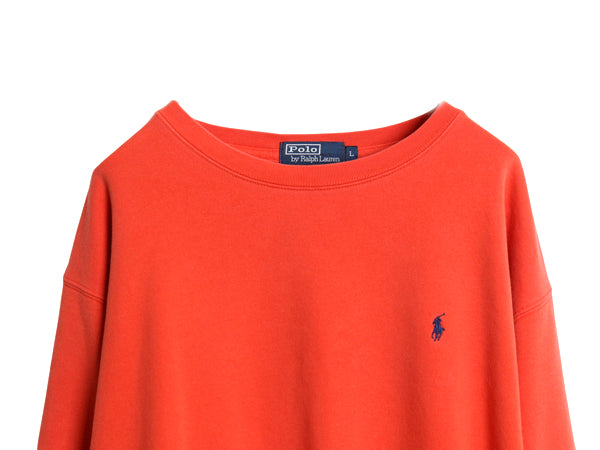 90s ポロ ラルフローレン ワンポイント スウェット メンズ L /オールド 裏起毛 トレーナー クルーネック プルオーバー シンプル ポニー刺繍