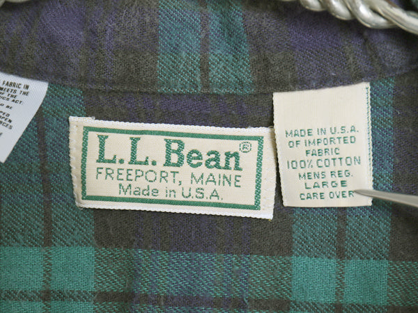 80s USA製 エルエルビーン 長袖 フランネル シャツ メンズ L / ヴィンテージ ネルシャツ ブラックウォッチ チェック コットン ポケット付き