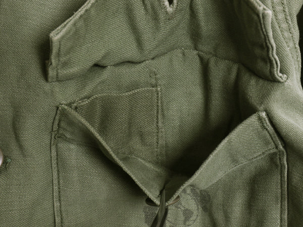 70s 米軍実物 USMC コットン サテン ユーティリティ シャツ M 程/ 72年製 ヴィンテージ OG107 シャツ袖 3rd 軍物 ミリタリー 海兵隊 カーキ