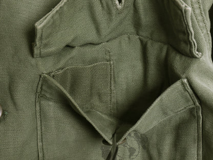 70s 米軍実物 USMC コットン サテン ユーティリティ シャツ M 程/ 72年製 ヴィンテージ OG107 シャツ袖 3rd 軍物 ミリタリー 海兵隊 カーキ