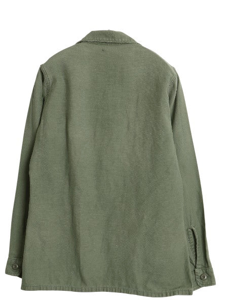 70s 米軍実物 USMC コットン サテン ユーティリティ シャツ M 程/ 72年製 ヴィンテージ OG107 シャツ袖 3rd 軍物 ミリタリー 海兵隊 カーキ