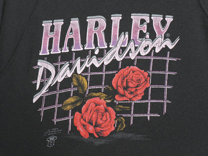 80s USA製 ★ 3Dエンブレム ハーレー ダビッドソン プリント スウェット メンズ M / ヴィンテージ オフィシャル 当時物 バラ バイク アート