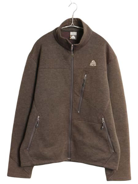 00s ナイキ ACG トラック ジャケット メンズ M オールド フルジップ 裏 フリース スウッシュ ブルゾン ジャンパー ハイネック ジャージ 茶