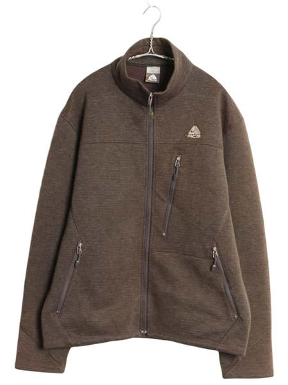 00s ナイキ ACG トラック ジャケット メンズ M オールド フルジップ 裏 フリース スウッシュ ブルゾン ジャンパー ハイネック ジャージ 茶
