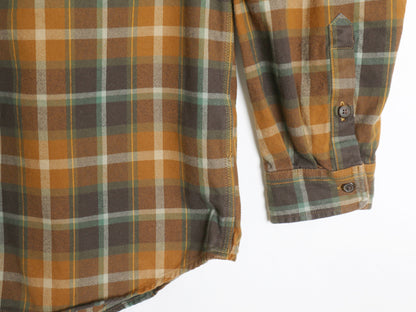 US企画 カーハート 長袖 ヘビー フランネル シャツ メンズ L / 古着 チェック LOOSE FIT ネルシャツ ヘビーウェイト コットン ワンポイント
