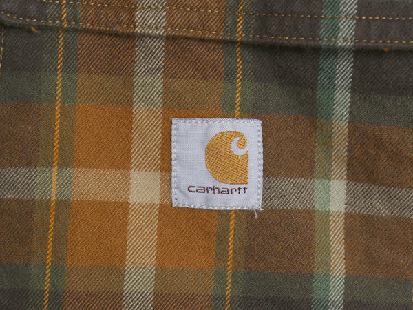 US企画 カーハート 長袖 ヘビー フランネル シャツ メンズ L / 古着 チェック LOOSE FIT ネルシャツ ヘビーウェイト コットン ワンポイント