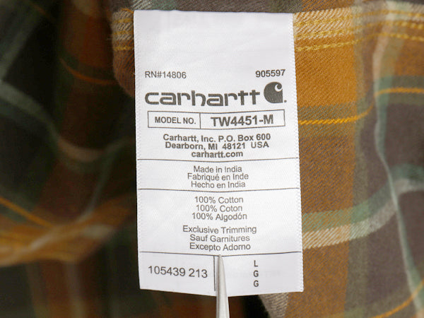 US企画 カーハート 長袖 ヘビー フランネル シャツ メンズ L / 古着 チェック LOOSE FIT ネルシャツ ヘビーウェイト コットン ワンポイント