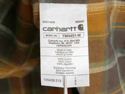 US企画 カーハート 長袖 ヘビー フランネル シャツ メンズ L / 古着 チェック LOOSE FIT ネルシャツ ヘビーウェイト コットン ワンポイント