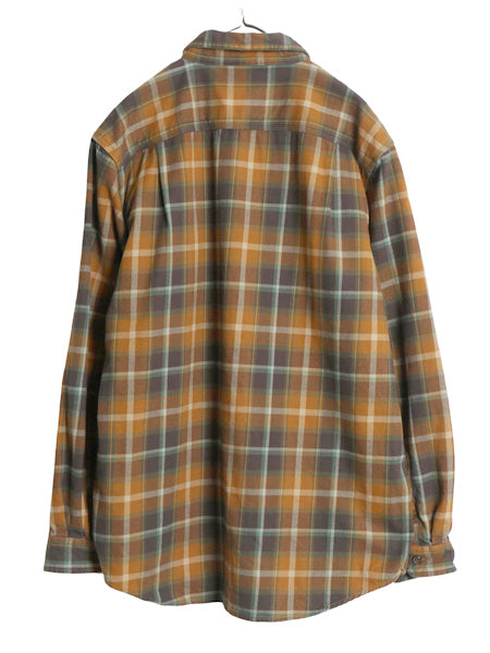US企画 カーハート 長袖 ヘビー フランネル シャツ メンズ L / 古着 チェック LOOSE FIT ネルシャツ ヘビーウェイト コットン ワンポイント
