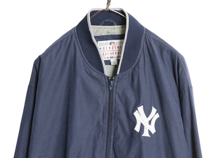 ヤンキース フルジップ スタジャン メンズ L / MLB オフィシャル メジャーリーグ ブルゾン スムース 素材 ライナー付き ウインドブレーカー