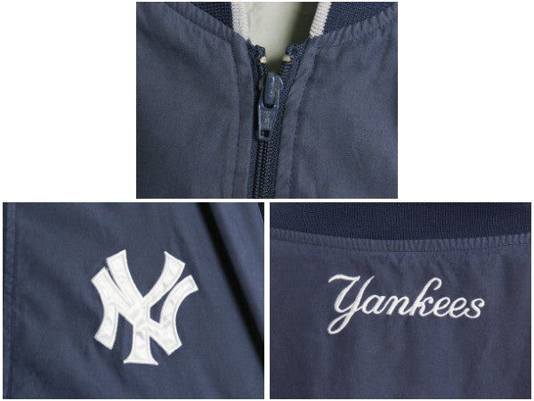 ヤンキース フルジップ スタジャン メンズ L / MLB オフィシャル メジャーリーグ ブルゾン スムース 素材 ライナー付き ウインドブレーカー