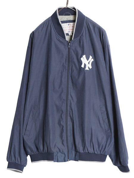 ヤンキース フルジップ スタジャン メンズ L / MLB オフィシャル メジャーリーグ ブルゾン スムース 素材 ライナー付き ウインドブレーカー