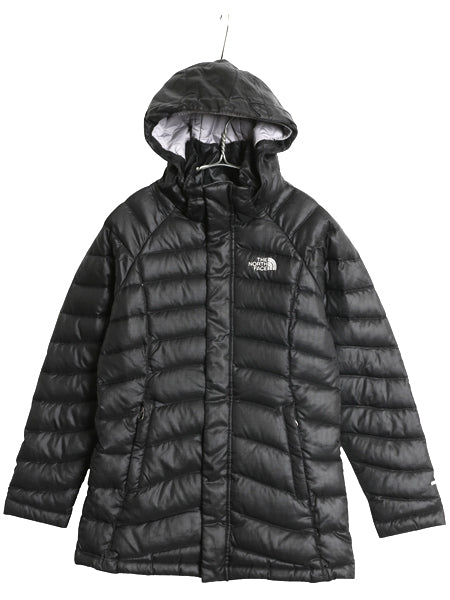 ノースフェイス ナイロン ダウン パーカー ジャケット ガールズ M 140cm 程 アウトドア フルジップ 550フィル ジャンパー ブラック 子供用