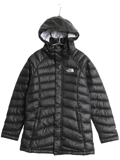 ノースフェイス ナイロン ダウン パーカー ジャケット ガールズ M 140cm 程 アウトドア フルジップ 550フィル ジャンパー ブラック 子供用