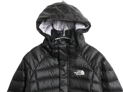 ノースフェイス ナイロン ダウン パーカー ジャケット ガールズ M 140cm 程 アウトドア フルジップ 550フィル ジャンパー ブラック 子供用