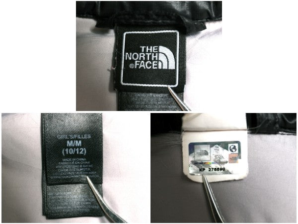 ノースフェイス ナイロン ダウン パーカー ジャケット ガールズ M 140cm 程 アウトドア フルジップ 550フィル ジャンパー ブラック 子供用