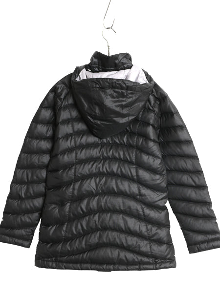 ノースフェイス ナイロン ダウン パーカー ジャケット ガールズ M 140cm 程 アウトドア フルジップ 550フィル ジャンパー ブラック 子供用