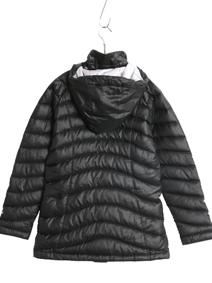 ノースフェイス ナイロン ダウン パーカー ジャケット ガールズ M 140cm 程 アウトドア フルジップ 550フィル ジャンパー ブラック 子供用