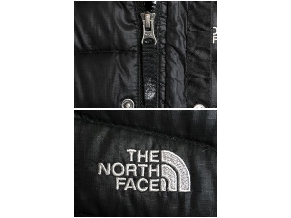 ノースフェイス ナイロン ダウン パーカー ジャケット ガールズ M 140cm 程 アウトドア フルジップ 550フィル ジャンパー ブラック 子供用