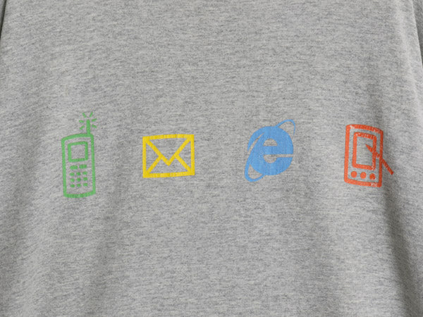 90s 00s ★ マイクロソフト Windows イラスト プリント Tシャツ メンズ XL / オールド 企業物 当時物 ロゴ グラフィック コンピューター 灰