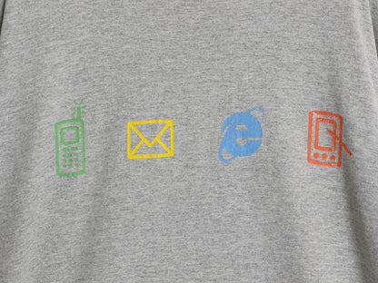 90s 00s ★ マイクロソフト Windows イラスト プリント Tシャツ メンズ XL / オールド 企業物 当時物 ロゴ グラフィック コンピューター 灰