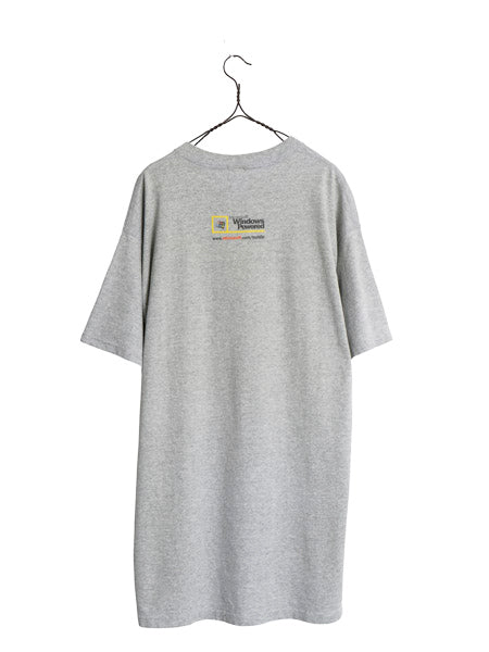 90s 00s ★ マイクロソフト Windows イラスト プリント Tシャツ メンズ XL / オールド 企業物 当時物 ロゴ グラフィック コンピューター 灰